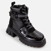 Śniegowce cieplutkie Botki Skórzane Trapery Czarne Ocieplane T.SOKOLSKI