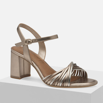 Sandały damskie TAMARIS 28324 Złote brązowe na obcasie eleganckie Wesele