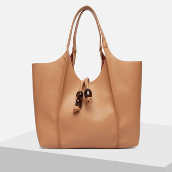 Torebka damska HISPANITAS Duża torba typu shopper beżowa na ramię 