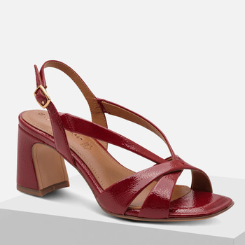 Sandały damskie TAMARIS 28339 Czerwone Lakierowane Słupek 7 cm Eleganckie