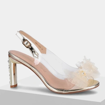 D&A MR61-9026 sandały damskie złote transparentne eleganckie