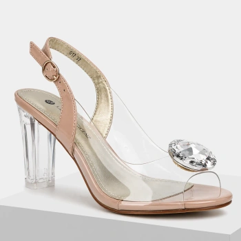 Scaviola G-17 sandały damskie beżowe transparentne eleganckie silikonowe