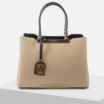 Torebka damska GALLANTRY Elegancka Torba beżowo czarna DQ-8551