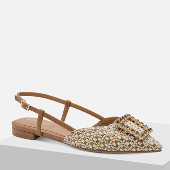 Czółenka damskie Tamaris 29403 slingback beżowe niski obcas Szpic eleganckie