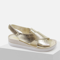 Sandały damskie SOHO 1635 Skórzane Złote na koturnie