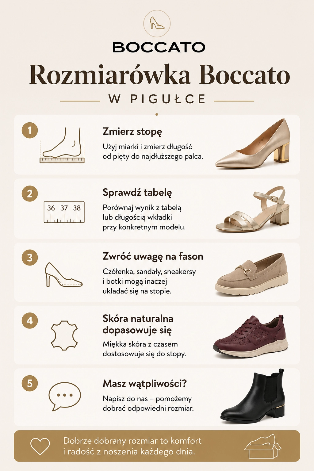 Tabela rozmiarów Boccato – jak dobrać odpowiedni rozmiar butów i zmierzyć stopę