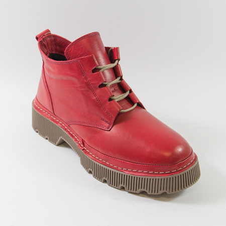 Botki damskie ARTIKER Czerwone Trzewiki skórzane ocieplane 57C2036