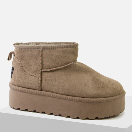 Śniegowce damskie EMU Botki na platformie beżowe ocieplane na zimę WW224