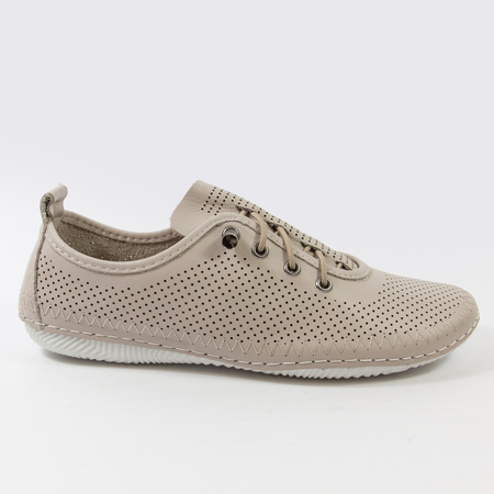 Półbuty damskie BOCCATO Beżowe skórzane trampki ażurowe Lekkie sportowe 425