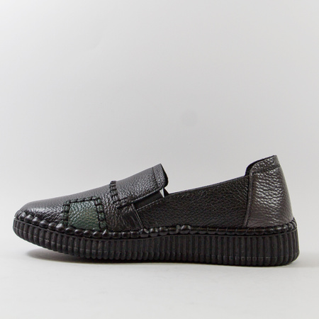 Półbuty damskie CAMBELL Czarne skórzane wsuwane slip'on 15300