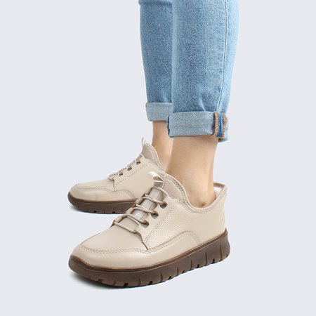 Półbuty damskie RIEKER Beżowe sportowe sneakersy Antistress wsuwane N1357