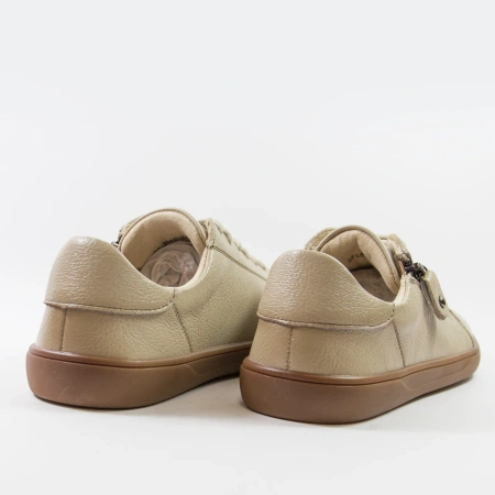 Potocki 19503 Beżowe skórzane półbuty damskie barefoot