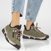 Półbuty damskie RIEKER Sneakersy zielone Trzewiki Antistress 45973-54