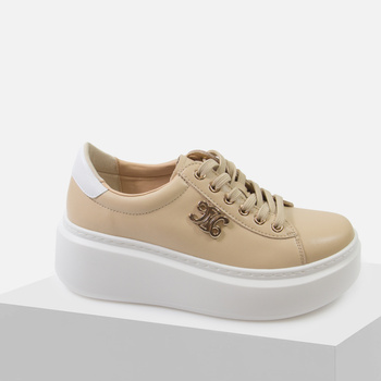 Sneakersy damskie SOHO Karmelowe Skórzane na platformie Półbuty