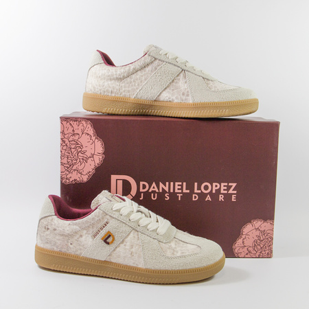 Sneakersy damskie DANIEL LOPEZ Beżowe Skórzane Półbuty zamszowe 4032