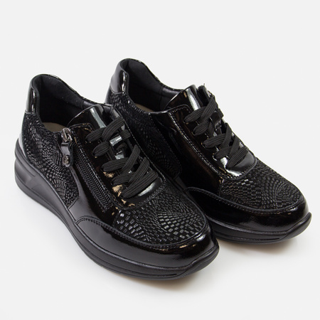 Filippo DP6352 sneakersy damskie skórzane czarne na koturnie