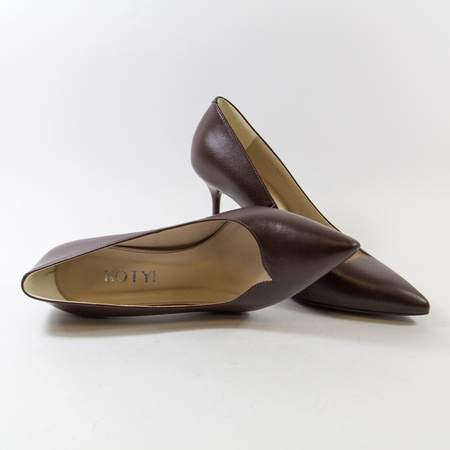Czółenka damskie KOTYL Szpilki Skórzane Brązowe na obcasie eleganckie 8525