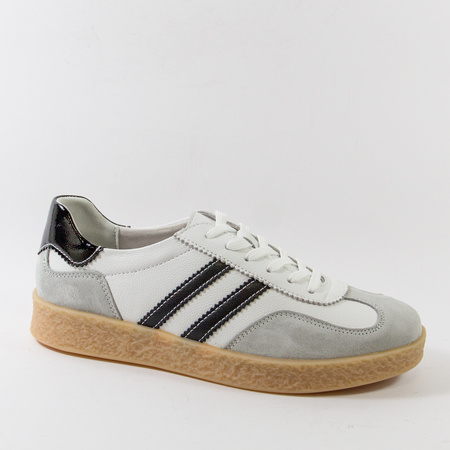 GOODIN 2102 biało-szare sneakersy damskie skórzane retro