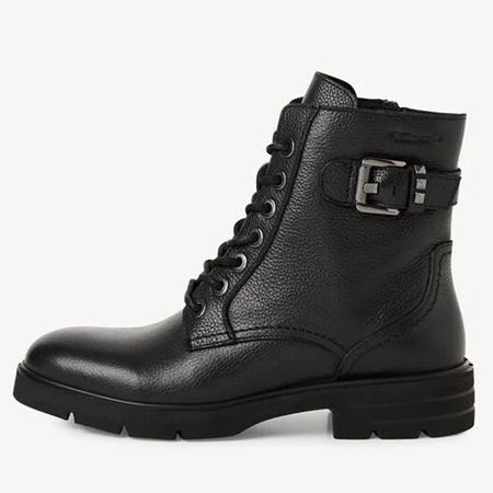 Botki damskie TAMARIS Skórzane czarne ocieplane trapery TouchIT 25216