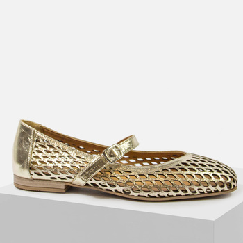 Baleriny damskie VENEZIA półbuty złote skórzane ażurowe sandały L094