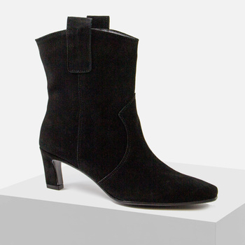 Botki damskie BOCCATO Czarne Kowbojki skórzane ocieplane welurowe 8021