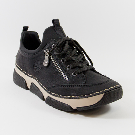 Półbuty damskie RIEKER Sneakersy czarne Trzewiki Antistress 45973-00