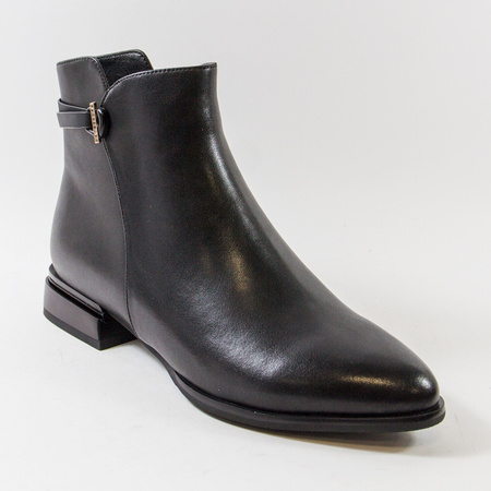 Botki damskie CAMBELL Czarne skórzane ocieplane eleganckie 55317