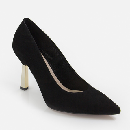 Kotyl 8509 czółenka damskie czarne zamszowe szpilki eleganckie