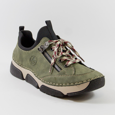 Półbuty damskie RIEKER Sneakersy zielone Trzewiki Antistress 45973-54