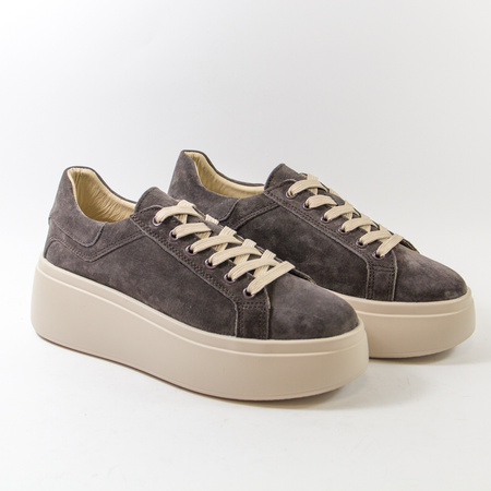 Półbuty damskie SOHO 8110 Brązowe Sneakersy skórzane na platformie