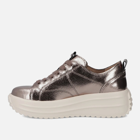 Sneakersy damskie FILIPPO Metaliczne skórzane półbuty na platformie 6795