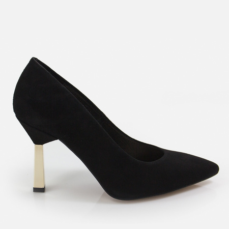 Kotyl 8509 czółenka damskie czarne zamszowe szpilki eleganckie