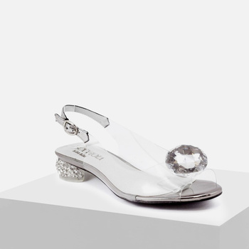 Sandały damskie SCAVIOLA G-15 srebrne SILIKONOWE eleganckie ślub wesele HIT