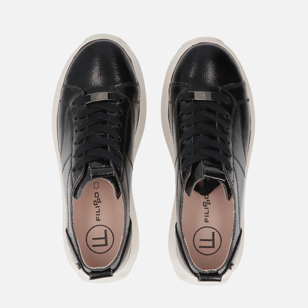 Sneakersy damskie FILIPPO Czarne lakier skórzane półbuty na platformie 6795