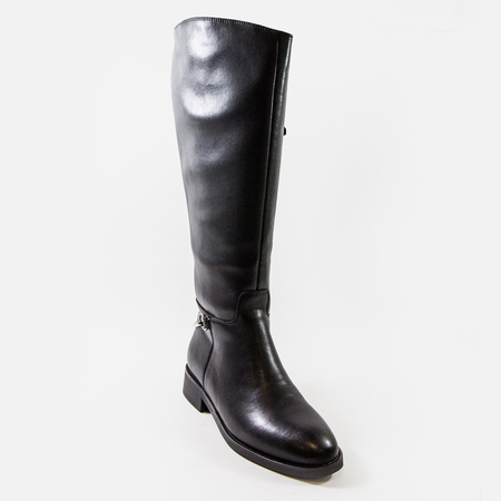 Kozaki damskie CAMBELL Czarne skórzane muszkieterki długie ocieplane 60333