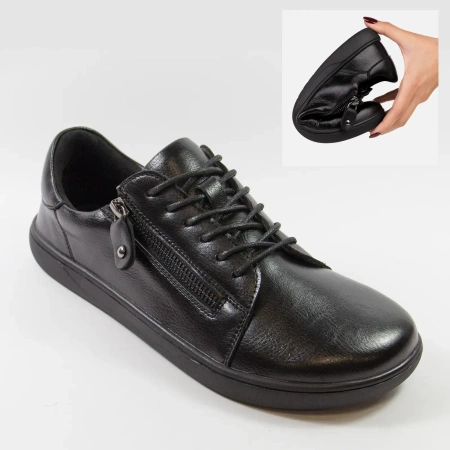 Potocki 26-19503 czarne półbuty damskie skórzane barefoot
