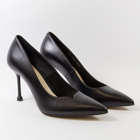 Czółenka damskie KOTYL Szpilki Skórzane Czarne na obcasie eleganckie 8525