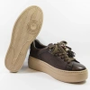 Tamaris 23775 brązowe sneakersy damskie skórzane na platformie mocca