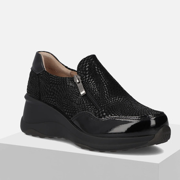 Sneakersy damskie FILIPPO Czarne skórzane półbuty na koturnie 6473