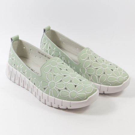 Półbuty damskie T.SOKOLSKI Miętowe Ażurowe Slip-on Wsuwane Zielone W25-29