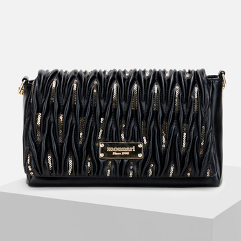 Torebka damska MONNARI Listonoszka z cekinami marszczona Czarna MON1