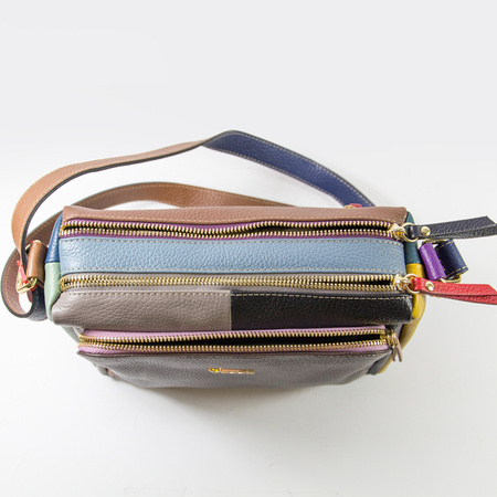 Torebka damska VEZZE Listonoszka Skórzana Kolorowa Trzykomorowa V004