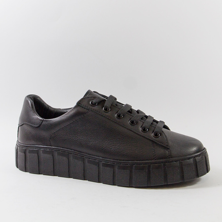 Sneakersy damskie T.SOKOLSKI Czarne półbuty skórzane na platformie J25-403