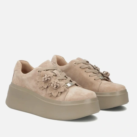 Filippo DP7987 Beżowe sneakersy damskie zamszowe na platformie 