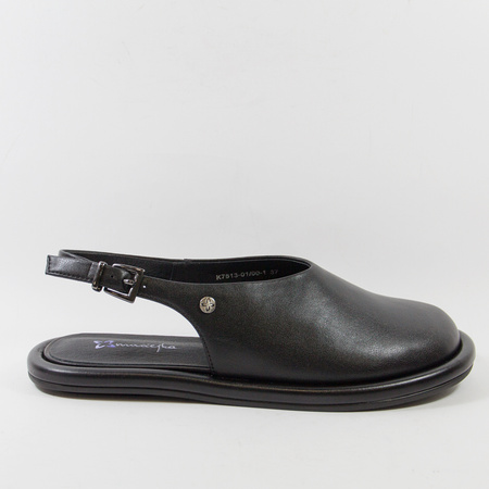 Maciejka K7513 Sandały damskie czarne skórzane zakryte palce Barefoot