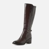 Tamaris 25509 Brązowe kozaki damskie Mocca na obcasie 7 cm