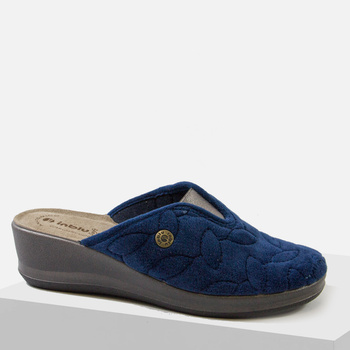 Kapcie damskie ciepłe granatowe INBLU pantofle domowe zakryte palce