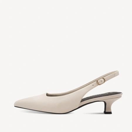 Marco Tozzi 29514 czółenka damskie beżowe slingback skóra