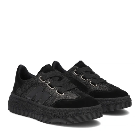 Filippo 7978 czarne sneakersy damskie skórzane na platformie