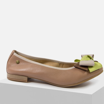 Baleriny damskie MACIEJKA Półbuty brązowe klasyczne skórzane P6801-14